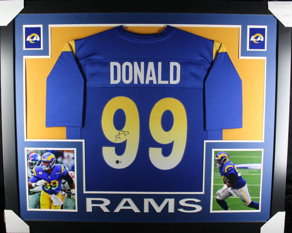 Aaron Donald framed autographed blue jersey "Skyline Style"