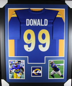 Aaron Donald framed autographed blue jersey