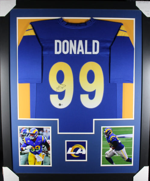Aaron Donald framed autographed blue jersey "Tower Style"
