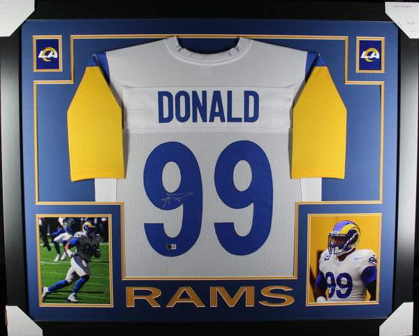 Aaron Donald framed autographed white jersey "Skyline Style"