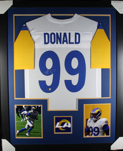 Aaron Donald framed autographed white jersey