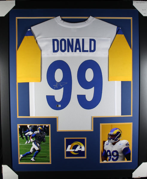 Aaron Donald framed autographed white jersey "Tower Style"