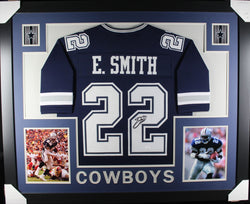 Emmitt Smith framed autographed blue jersey