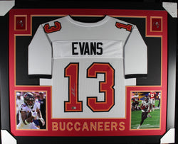 Mike Evans framed autographed white jersey "Skyline Style"