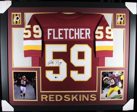London Fletcher framed autographed burgundy jersey "Skyline Style"