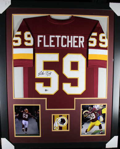 London Fletcher framed autographed burgundy jersey