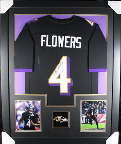 Zay Flowers framed autographed black jersey