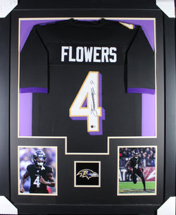 Zay Flowers framed autographed black jersey "Tower Style"