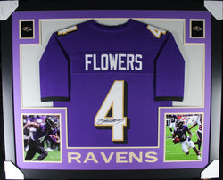Zay Flowers framed autographed purple jersey "Skyline Style"