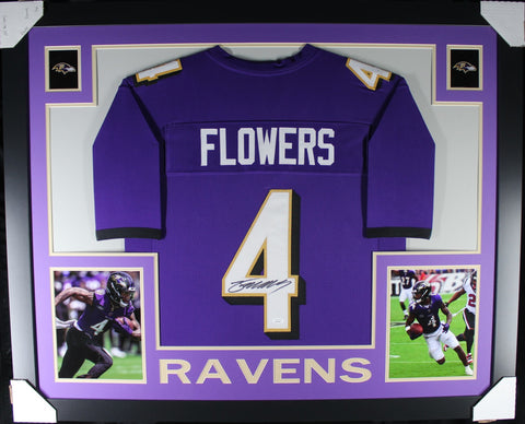 Zay Flowers framed autographed purple jersey "Skyline Style"