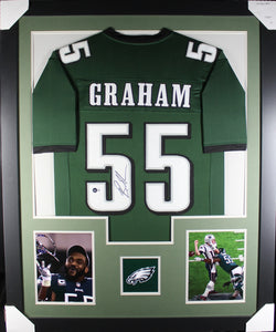 Brandon Graham framed autographed green jersey