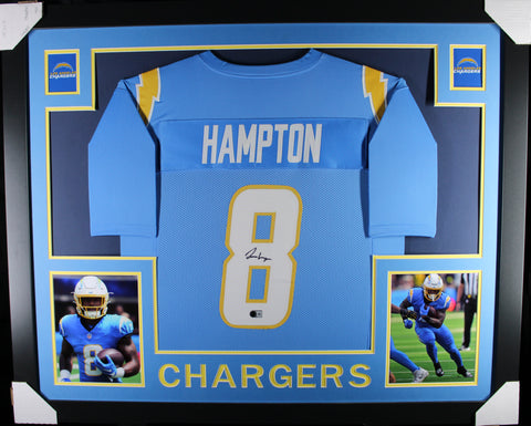 Omarion Hampton framed autographed powder blue jersey "Skyline Style"