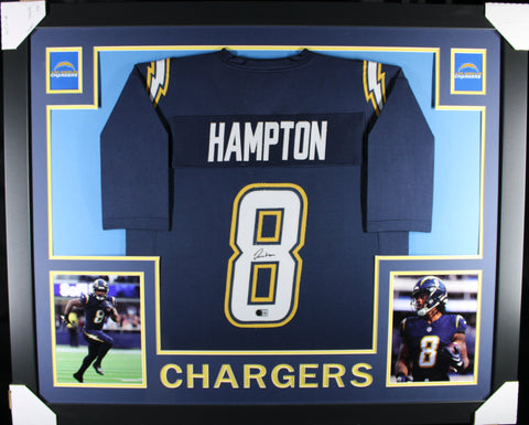 Omarion Hampton framed autographed dark blue jersey "Skyline Style"