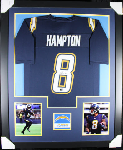 Omarion Hampton framed autographed dark blue jersey "Tower Style"