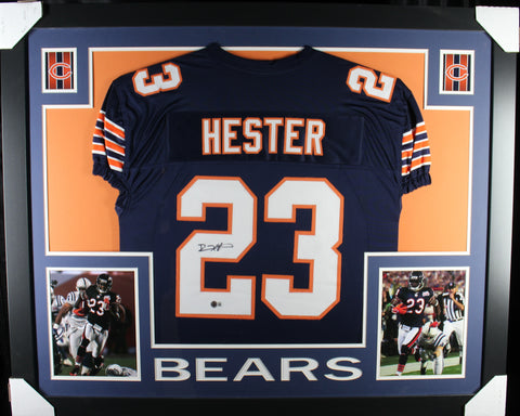Devin Hester framed autographed blue jersey "Skyline Style"