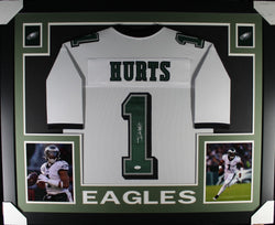 Jalen Hurts framed autographed white jersey "Skyline Style"