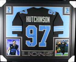 Aiden Hutchinson framed autographed black jersey "Skyline Style"