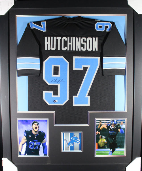 Aiden Hutchinson framed autographed black jersey "Tower Style"