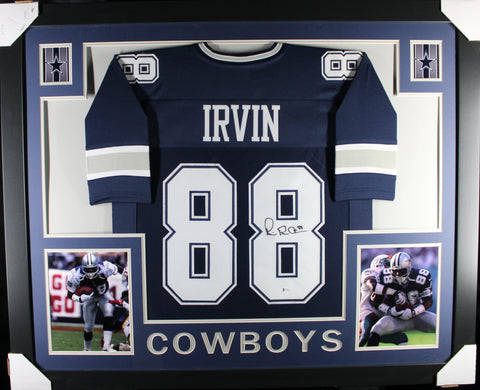 Michael Irvin framed autographed blue jersey "Skyline Style"