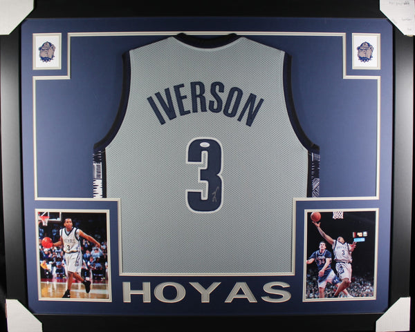 Allen Iverson framed autographed grey college jersey "Skyline Style"
