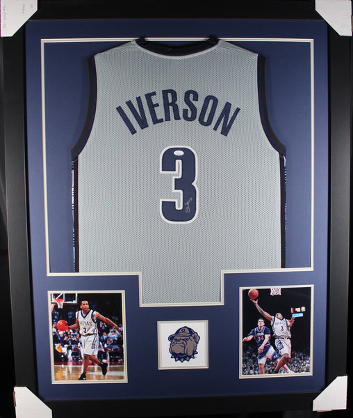 Allen Iverson framed autographed grey college jersey "Tower Style"
