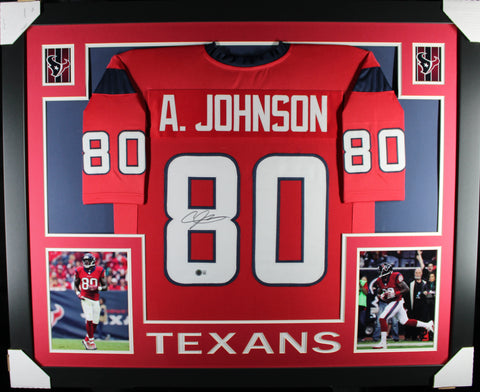 Andre Johnson framed autographed red jersey "Skyline Style"