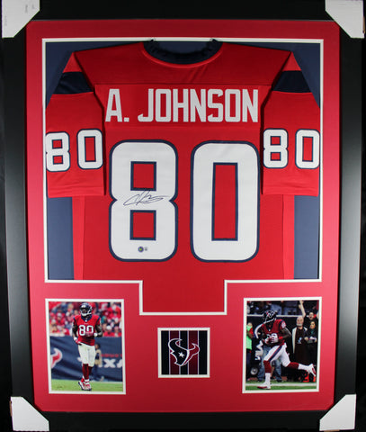 Andre Johnson framed autographed red jersey "Tower Style"