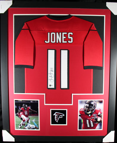 Julio Jones framed autographed red jersey "Tower Style"