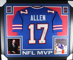 Josh Allen - NFL MVP -  framed autographed blue jersey "Skyline Style"