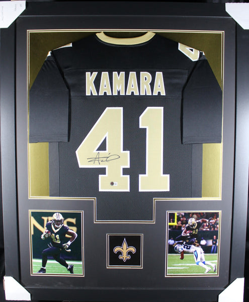 Alvin Kamara framed autographed black jersey "Tower Style"