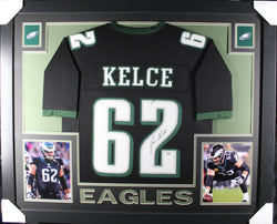 Jason Kelce framed autographed black jersey