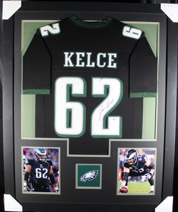 Jason Kelce framed autographed black jersey