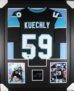 Luke Kuechly framed autographed black jersey