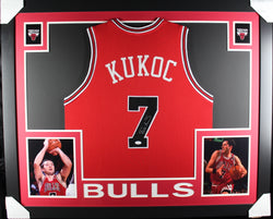 Tony Kukoc framed autographed red jersey "Skyline Style"