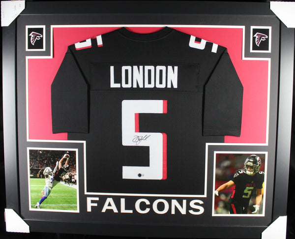 Drake London framed autographed black jersey "Skyline Style"