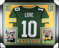 Jordan Love framed autographed green jersey