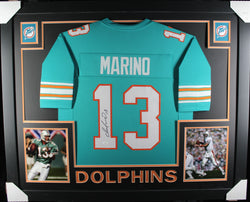 Dan Marino framed autographed teal jersey