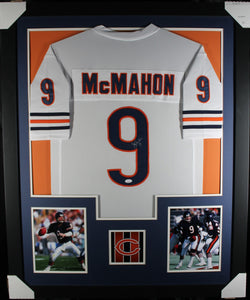 Jim McMahon framed autographed white jersey "Tower Style"