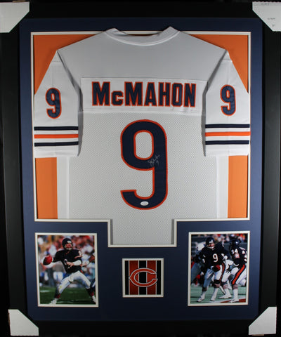 Jim McMahon framed autographed white jersey "Tower Style"