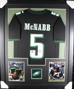 Donovan McNabb framed autographed black jersey