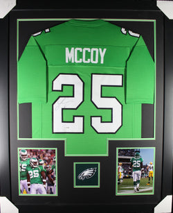 LeSean McCoy framed autographed kelly green jersey "Tower Style"