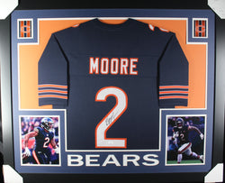 DJ Moore framed autographed navy jersey