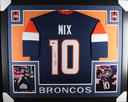 Bo Nix framed autographed blue jersey "Skyline Style"