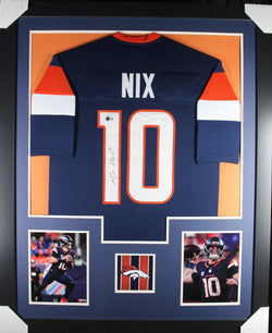 Bo Nix framed autographed blue jersey "Tower Style"