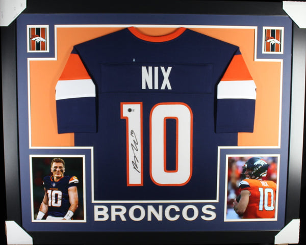 Bo Nix framed autographed blue jersey "Skyline Style"