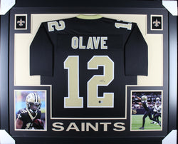 Chris Olave framed autographed black jersey "Skyline Style"