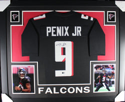 Michael Penix Jr framed autographed black jersey "Skyline Style"