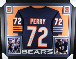 William Perry framed autographed navy jersey