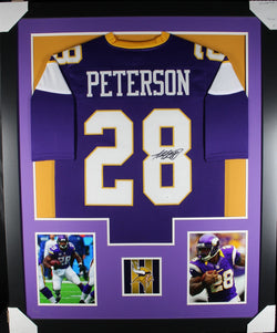 Adrian Peterson framed autographed purple jersey