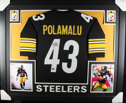 Troy Polamalu framed autographed black jersey